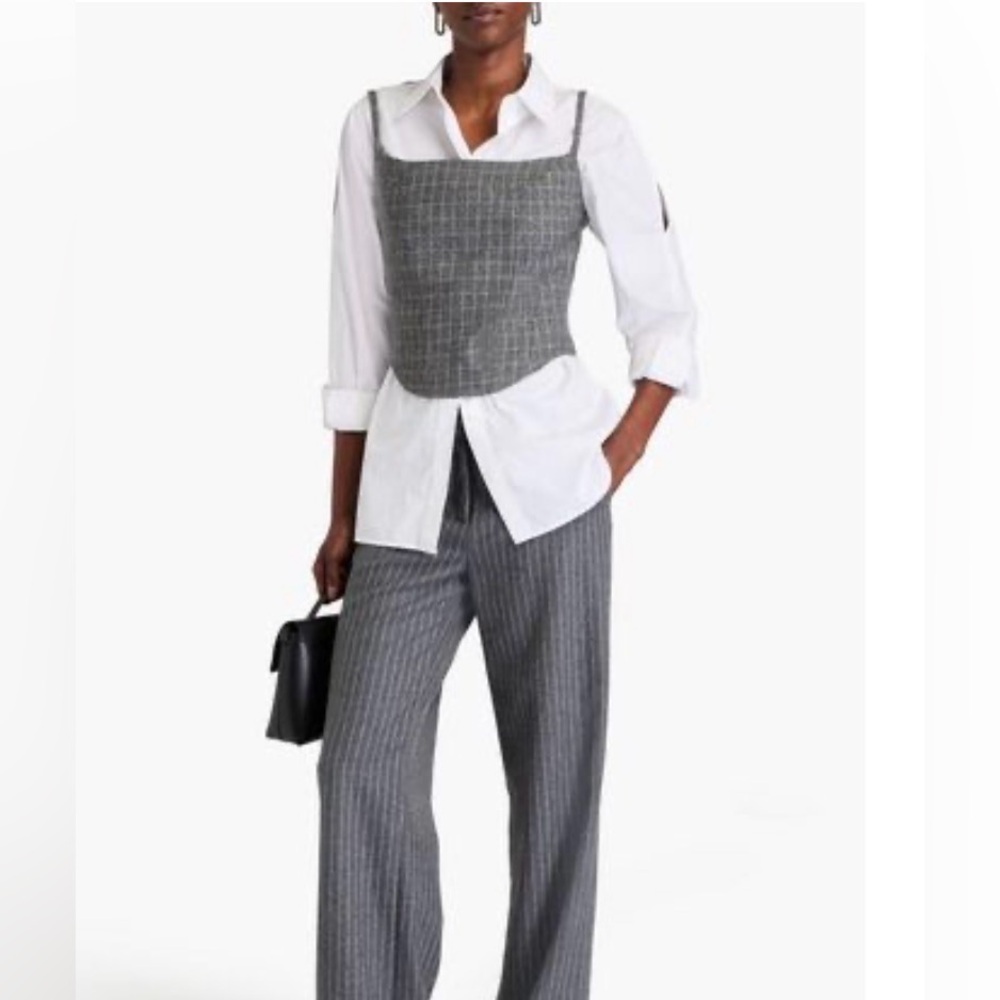 Maje checked corset twill top NEW
